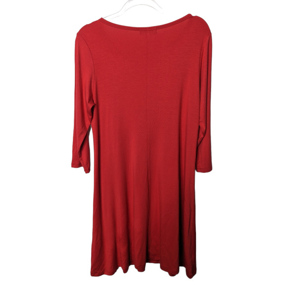 Comfy USA Jersey Shift Swing Dress Red Zipper Hem Accent Size Medium - Picture 4 of 8